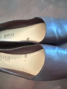 a.n.a Dark Brown Leather Slip-On Flats